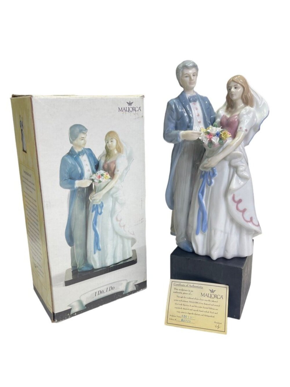 Vintage MALLORCA "I Do I Do" Wedding Couple. Bride Groom Ceramic Figurine 9 in H